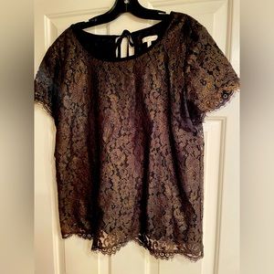 Like new Joie black and gold lace top Size L